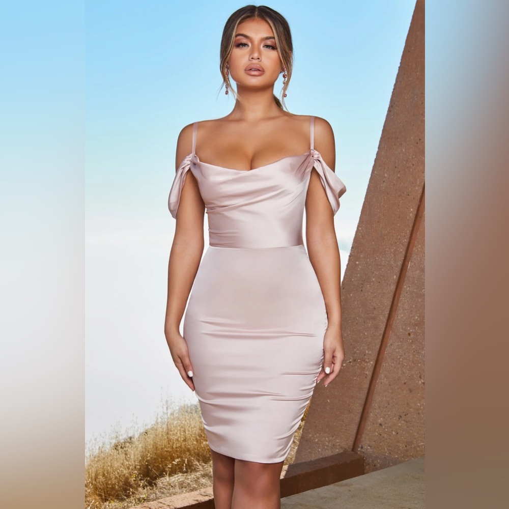 Oh Polly Blush mini satin dress